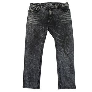 Robins Jean Long Flap Mens 36 Black Gray Studded Biker Y2K D5851 BRNSNAKE
